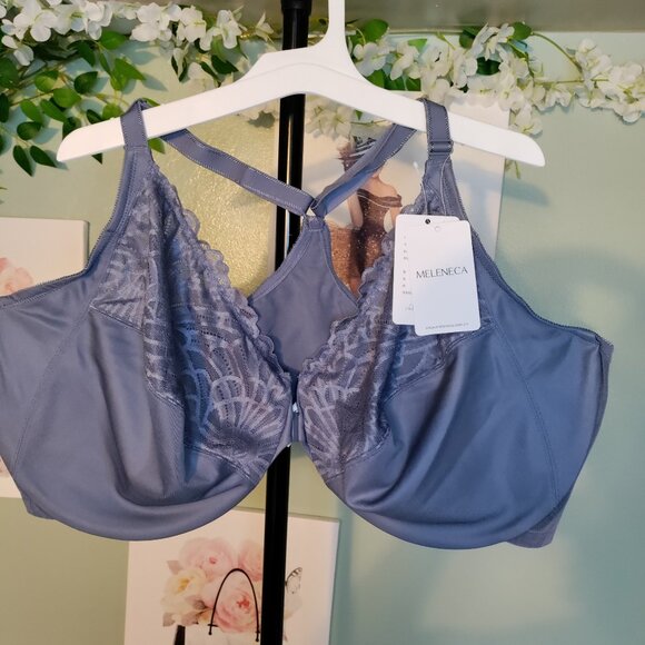 Racerback Front Closure Full Coverage Unlined Plus Size Underwire Bra - Picture 1 of 8